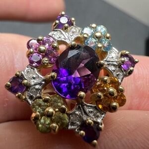 Elegant 10K Multi-Color Gemstone Pendant Charm